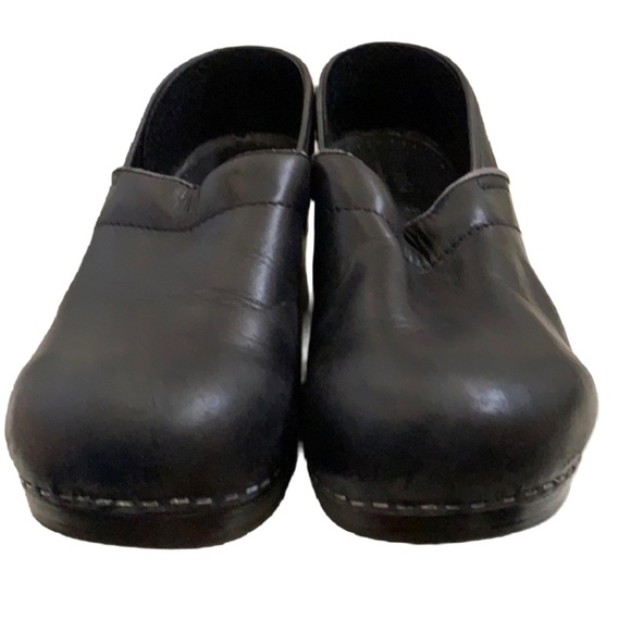SANITA WEDGE CLOGS BLACK SZ 40 USA 9.5 PREOWNED HEEL MULES - Picture 3 of 16